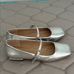 Franco Sarto Silver Mary Jane Flats